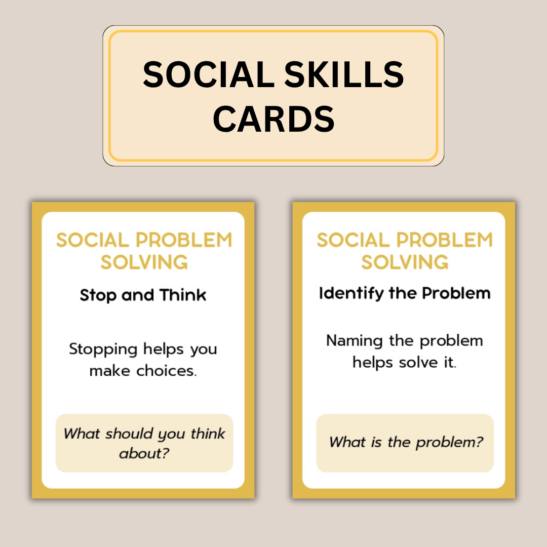 Social Skills Cards for Kids | 120 Printable Social & Emotional Learning Cards | Feelings, Friends, Boundaries and Self Control