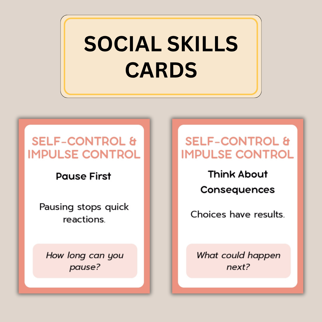Social Skills Cards for Kids | 120 Printable Social & Emotional Learning Cards | Feelings, Friends, Boundaries and Self Control