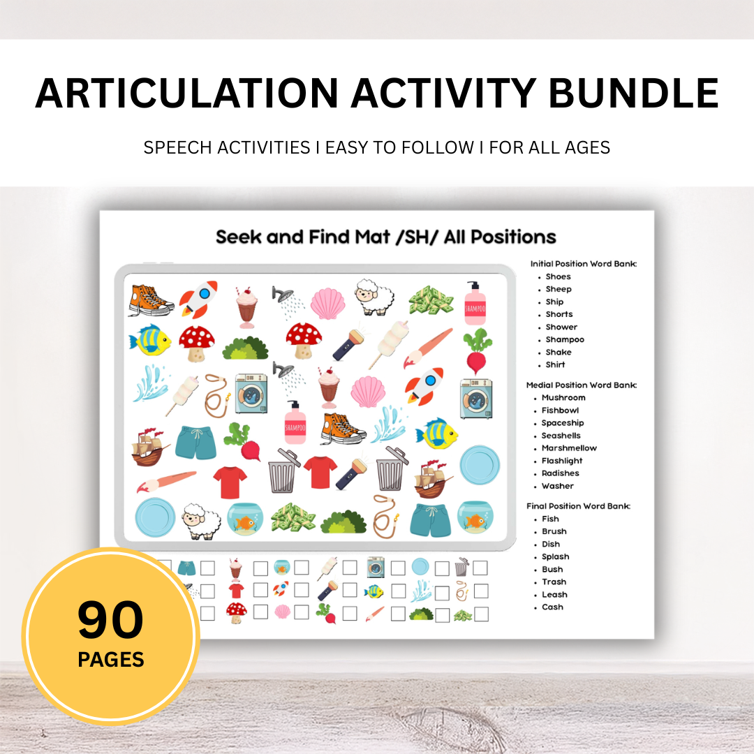 96 Articulation Speech Therapy Activity Bundle, Visual Cue Cards, Seek and Find, Speech Sound Coloring Pages, SLP Materials, PDF Task Cards