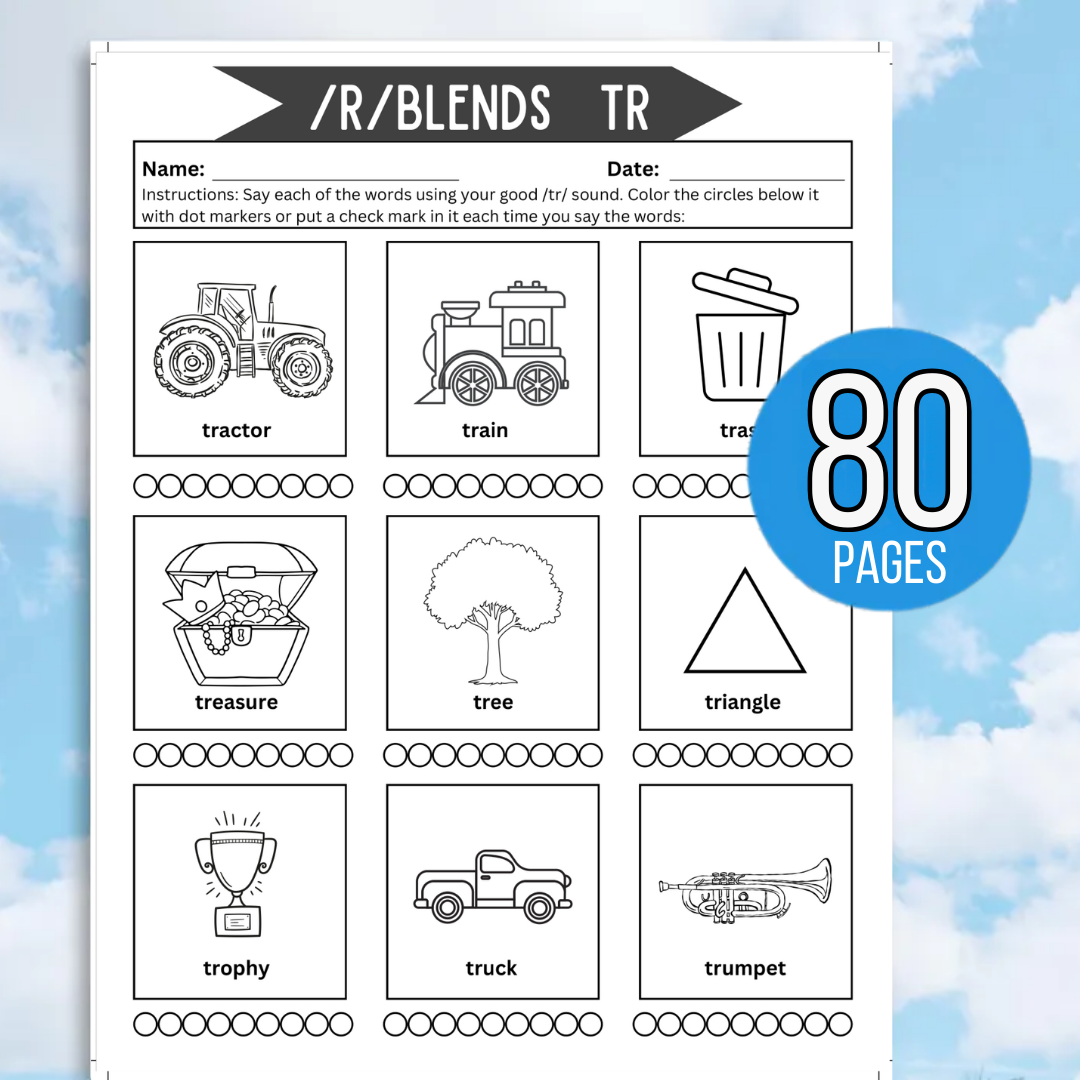 Articulation Drill Worksheets, printable on-demand SLP resource, articulation resource, speech sounds elicitation